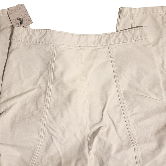 Free People White Faux Leather High Rise Ankle Zip Moto Pants NWT - Picture 11 of 15